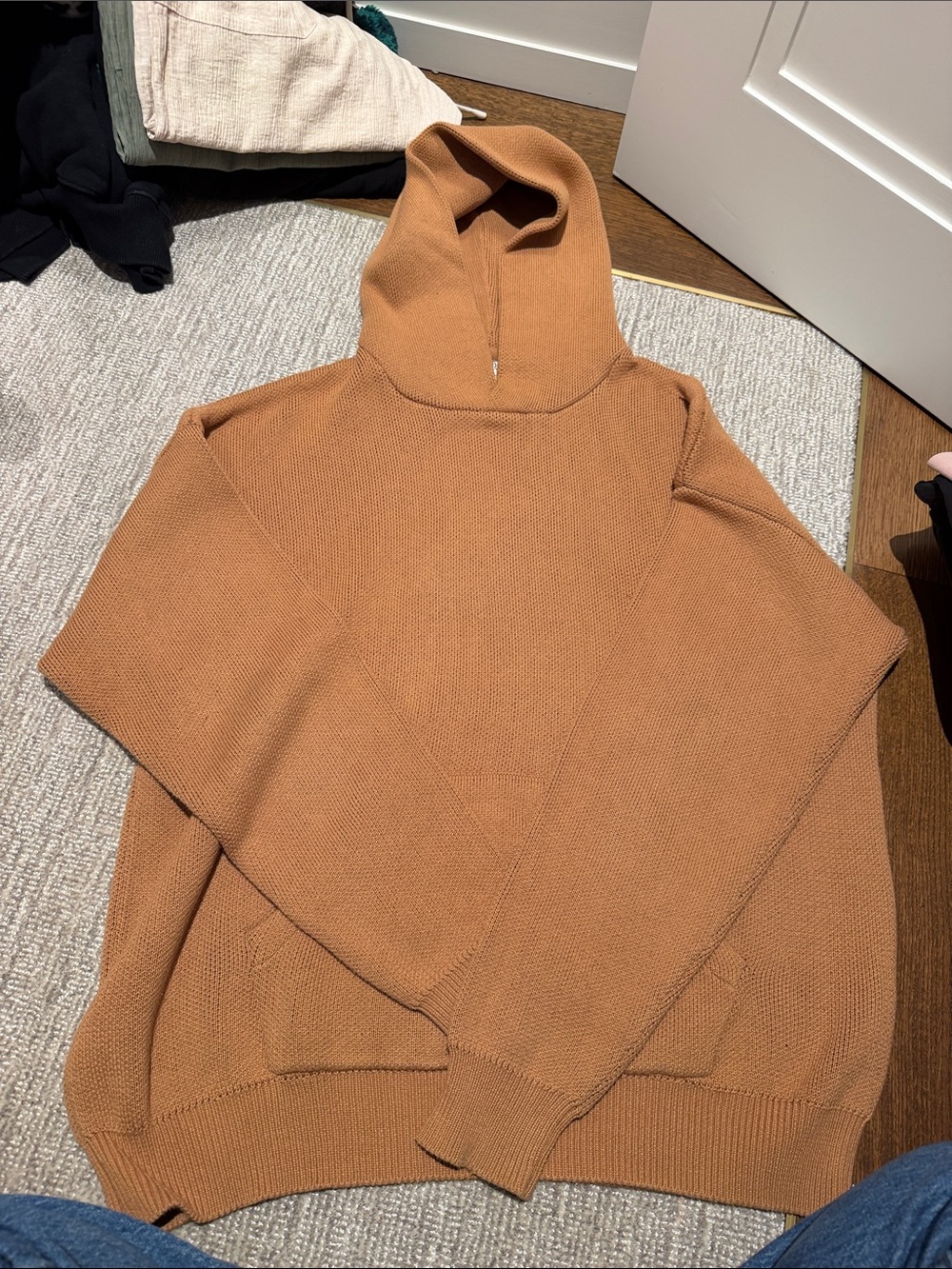 Men's Turtleneck Knit Hoodie Sweater - Caramel